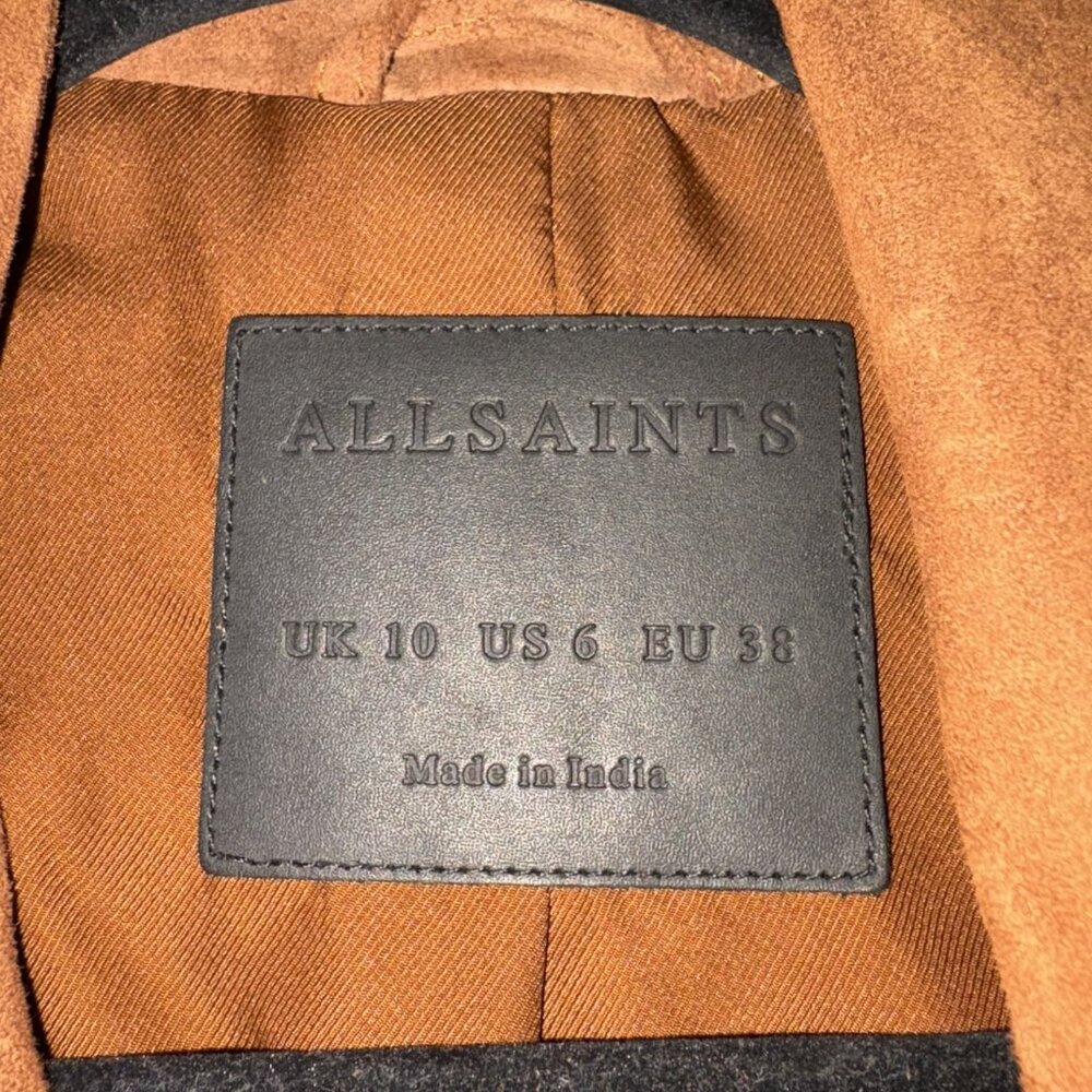 Allsaints Elora Biker Jacket, Suede Size 6 - image 2